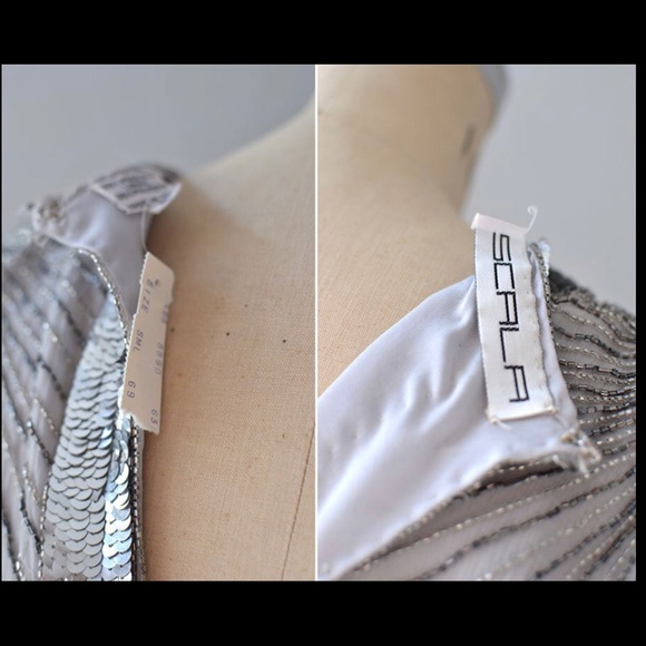 Vintage Deco Sequined Silver Dress - Picture 4 of 7